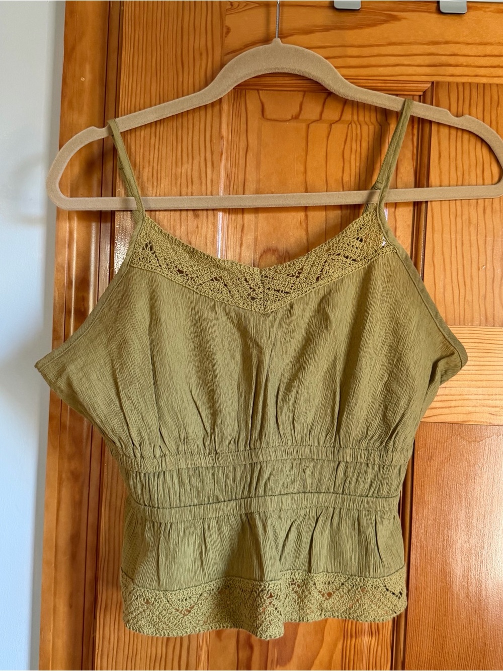 Olive Crochet-Trim Camisole